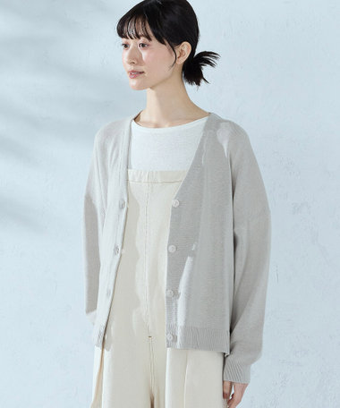 コットンリネン ニットカーディガン