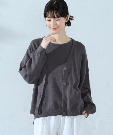 コットンリネン ニットカーディガン