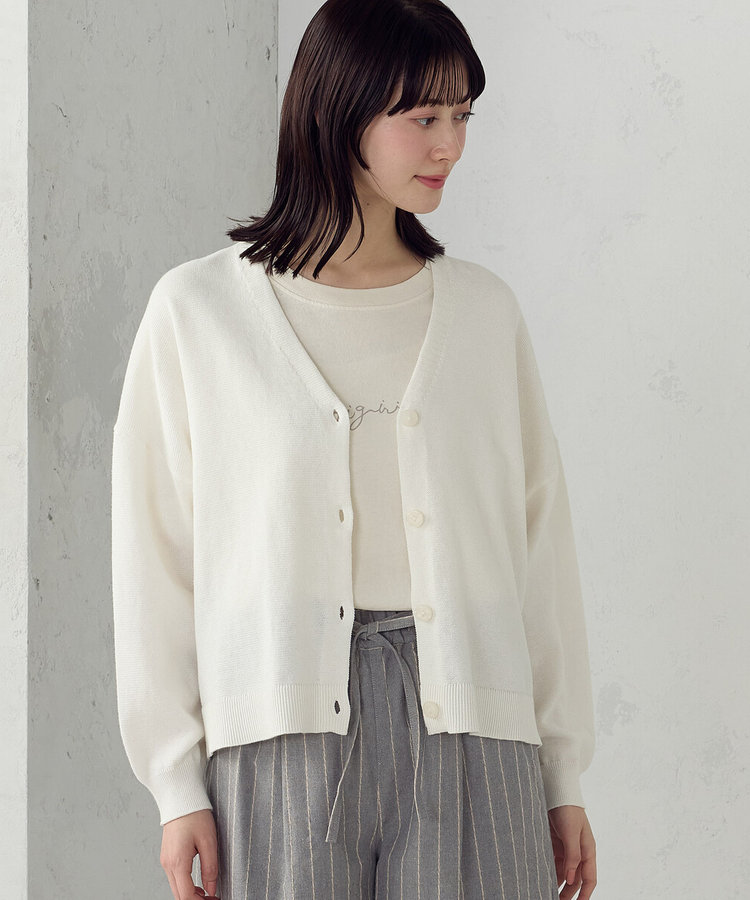 コットンリネン ニットカーディガン