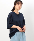 シアーボーダー VネックTシャツ