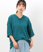シアーボーダー VネックTシャツ