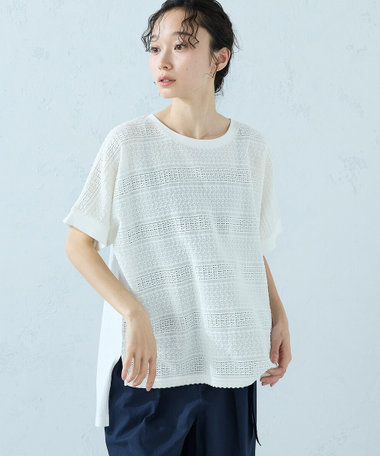 カットジャガード 切り替えTシャツ
