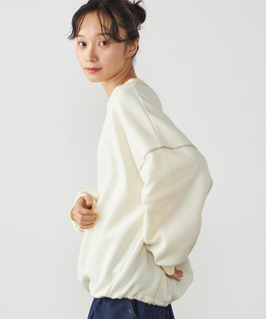 配色ステッチ 裏起毛プルオーバー