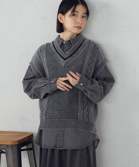 デニム調ニットベスト（52-77KO71-206）｜おにぎり（ONIGIRI