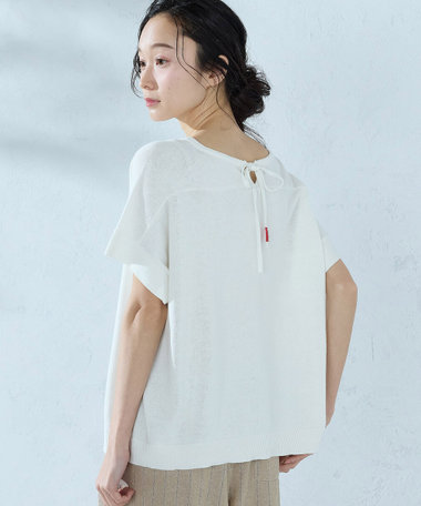 コットンリネン ニットプルオーバー