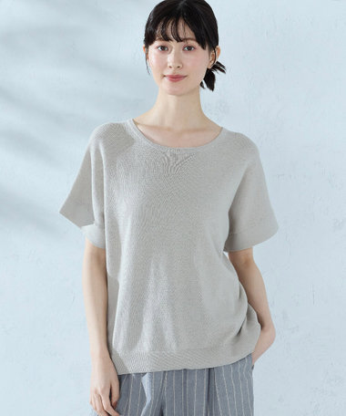 コットンリネン ニットプルオーバー