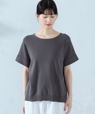 コットンリネン ニットプルオーバー