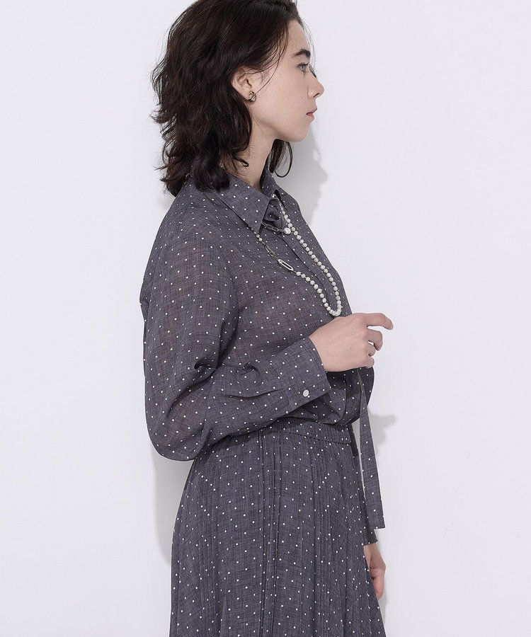 〔 Sサイズ 〕 ドットプリント ボウタイシャツ