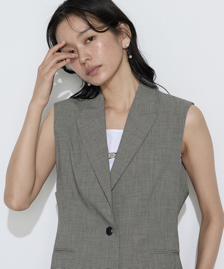 〔 Sサイズ 〕【セットアップ対応】 ストレッチミニ千鳥 ジレ