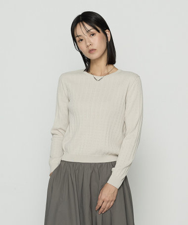 〔 Sサイズ 〕 コットンダルストレッチ ケーブルプルオーバー