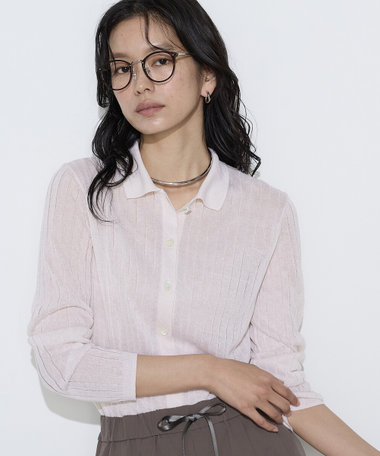 〔 Sサイズ 〕 レーヨンイタリア糸 ワイドリブポロカーディガン