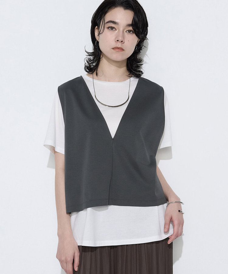 【Oggi 6月号掲載 滝沢カレンさん着用商品】〔 Sサイズ 〕 スーピマコットンポンチセットTシャツ