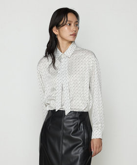 美品 LOHEN ローヘン ワッシャー ブラウス ジャガード ブラック
