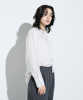 【Oggi1月号掲載】〔 Sサイズ 〕 リヨセルストライプ ボウタイブラウス