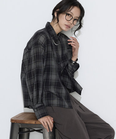 〔 Sサイズ 〕 モノトーンシアーチェック シャツ