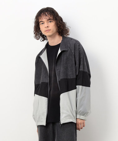 ライトオンスデニム×シアーナイロン切替ブルゾン