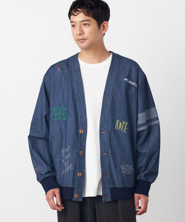 ライトオンスデニム 刺繍カーディガン