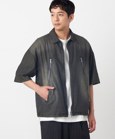 ライトオンスデニム ジップポケット 半袖ブルゾン