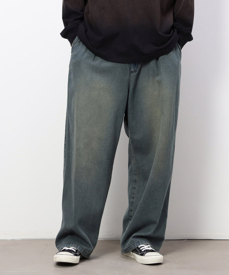 ライトオンスデニムタックワイドパンツ（55-01PM09-205）｜パープル