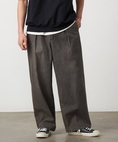 ライトオンスデニム タックワイドパンツ