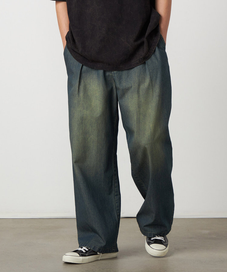 ライトオンスデニム タックワイドパンツ