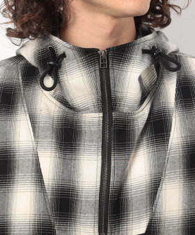 オンブレーチェックアノラック（55-02BG24-204）｜パープル&イエロー