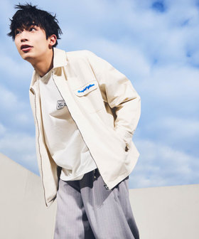 コットンセルロースツイル バック刺繍ブルゾン（55-02BO21-206