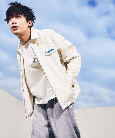 コットンセルロースツイル バック刺繍ブルゾン