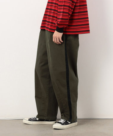 ストレッチツイル ワイドテーパード ラインパンツ