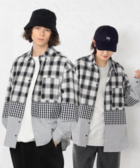 切り替えチェックシャツ