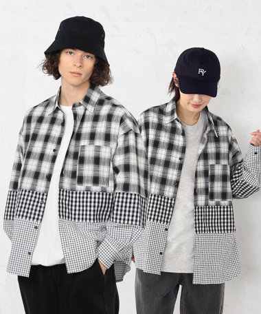 切り替えチェックシャツ