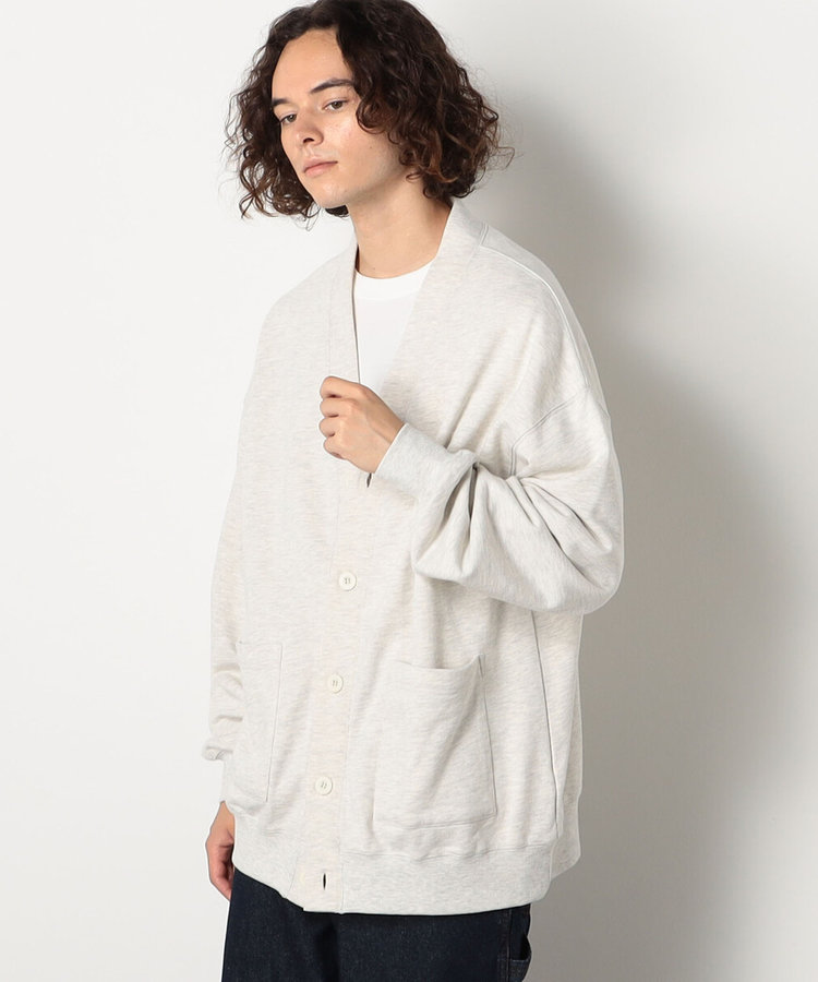 裏毛ビッグカーディガン（55-21CA30-202）｜パープル&イエロー