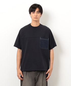 インレイデニム切り替えプルオーバー（55-21CM50-205）｜パープル