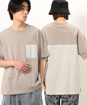 バックロゴプリント 布帛切替 半袖Tシャツ（55-31TG05-204