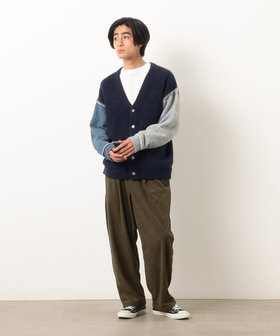 ブランケットステッチニットカーディガン（55-41KE03-203）｜パープル