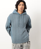 ニット×裏シャギーパーカ（55-41KI31-204）｜パープル&イエロー