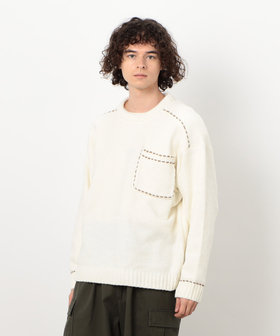 雪柄ジャカードプルオーバー（55-41KI36-204）｜パープル&イエロー