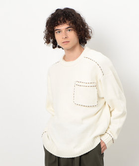 ハンドステッチプルオーバー（55-41KI35-204）｜パープル&イエロー