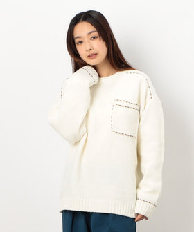 ハンドステッチプルオーバー（55-41KI35-204）｜パープル&イエロー