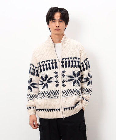 雪柄 ドライバーズニット