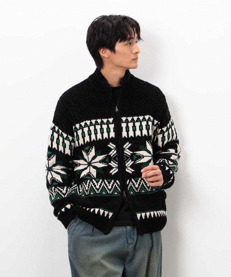 雪柄 ドライバーズニット