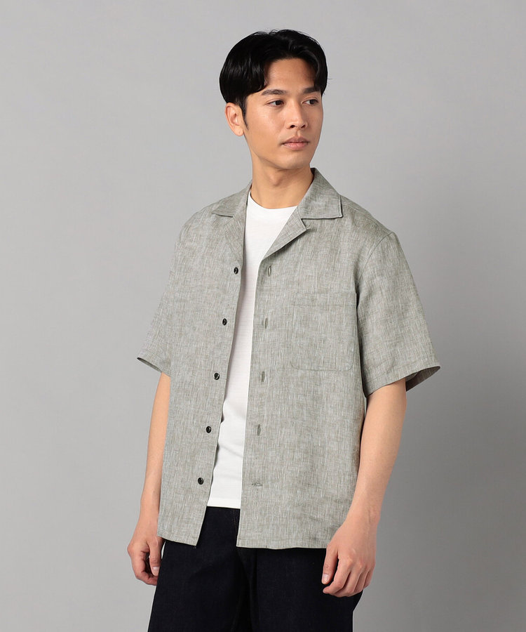 フレンチリネン オープンアロハシャツ
