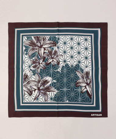 コットンシルク 転写プリントスカーフ