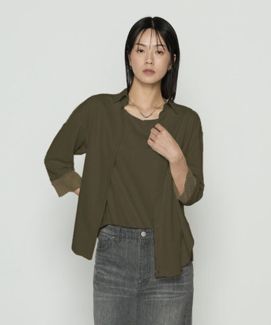 ポリスエード タンクトップ付きブラウス