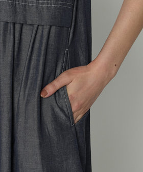 オトナシャンブレー 切替アシメワンピース（72-04OK04-205