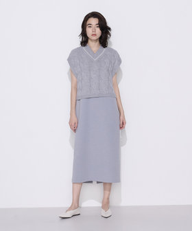 ケーブルニットベスト付き ワンピース（72-06OM01-205）｜ギャバジン