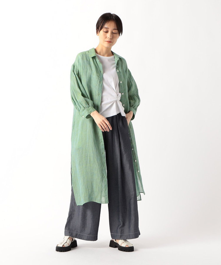 リネン・ルポワン染シャンブレー リネンロングシャツ（72-07HG04-204）｜Gabardine K.T（ギャバジンK.T）｜Gabardine  K.T（ギャバジンK.T）｜WOMEN（ウィメン）｜公式通販｜ファイブフォックス オンラインストア（FIVE FOXes ONLINE STORE）