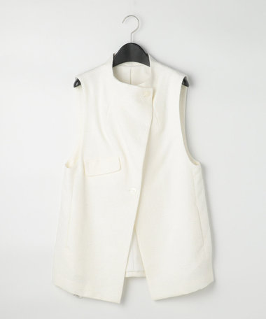 和紙混ツィード ボトルネックジレ