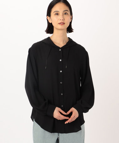 とろ～んバックサテン フード付きブラウス