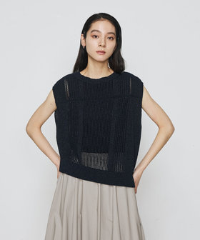 素晴らしい価格 2WAY】和紙×peフリーゼヤーン スクエアメッシュベスト（72 ニット+セーター